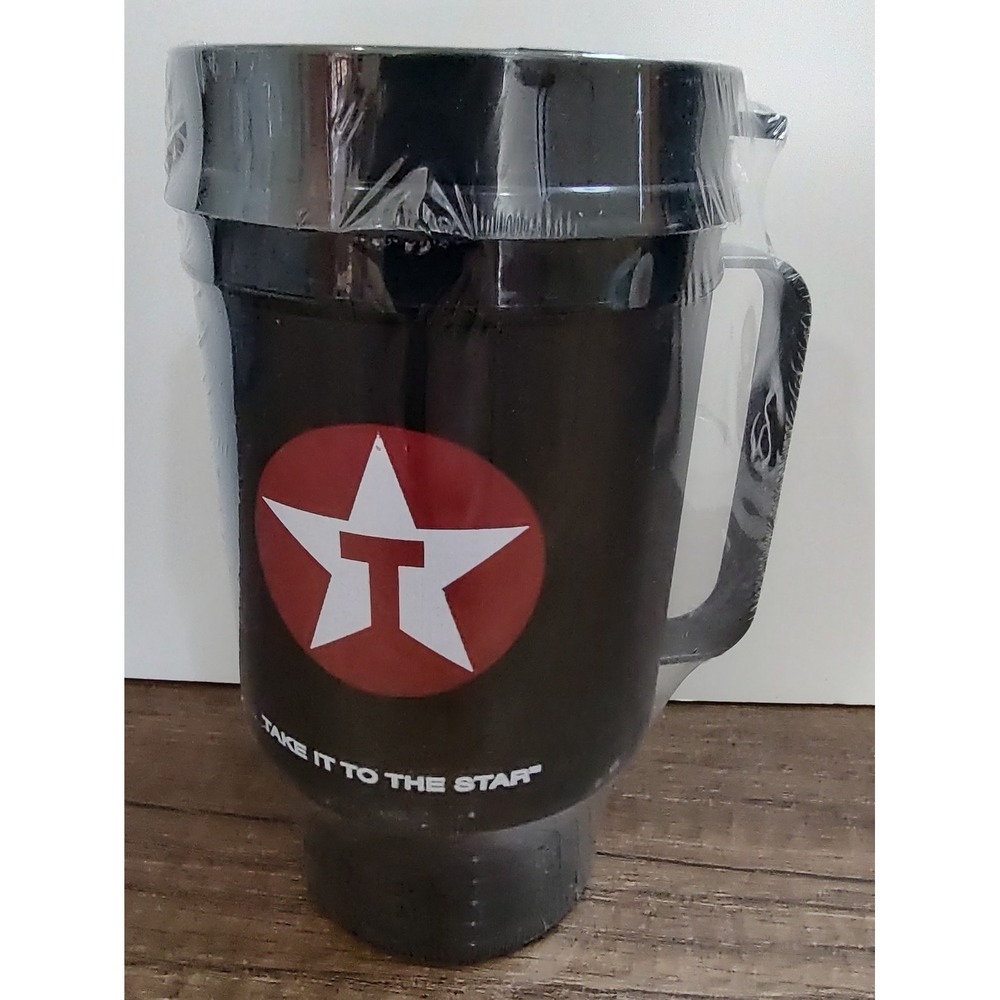 Texaco Aladdin Advertising Travel Mug Black Red White NOS